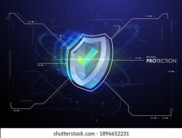 Shield in futuristic style. Protection Business Concept. future technology template. Safety data concept vector illustration. Fututistic HUD background.