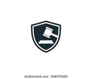 Shield And Gavel Hammer Auction Icon Vector Logo Template