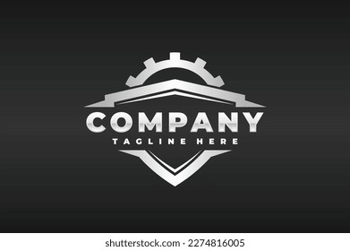 shield gear emblem logo design