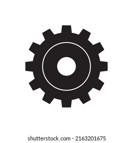 Shield with gear icon, cogwheel with an shield icon in black flat glyph, filled style isolated on white background