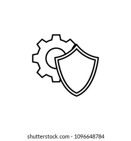 shield in gear icon. Element of cyber security icon for mobile concept and web apps. Thin line shield in gear icon can be used for web and mobile on white background
