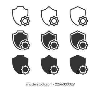 Icono del piñón blindado. Configuración de protección. Vector de ilustración