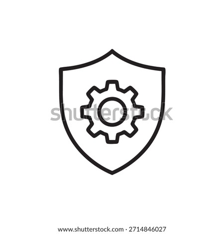 Shield with gear icon for security settings, system protection, and service management outline style.