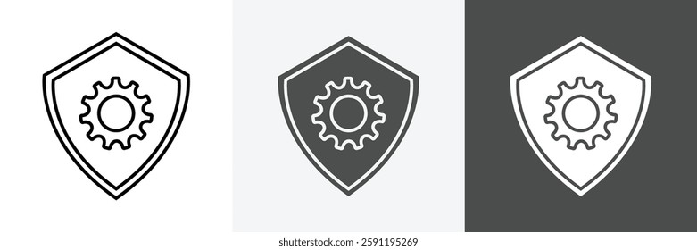 Shield with Gear icon set vector art
