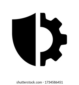 shield with gear icon symbol vector on white background