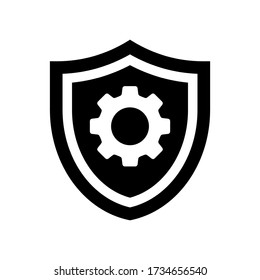 blindaje con símbolo de icono de engranaje vector sobre fondo blanco