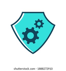 Shield with gear icon vector on white background