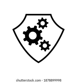 Escudo con vector de icono de engranaje para web