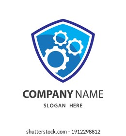 Shield with gear logo images illustration design