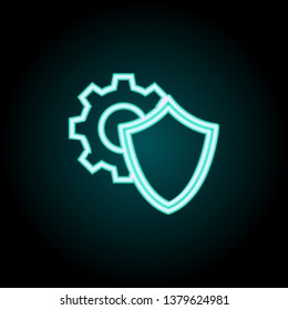 shield in gear neon icon. Elements of Virus, antivirus set. Simple icon for websites, web design, mobile app, info graphics