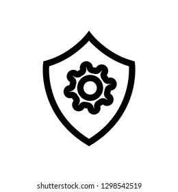 Shield with gear outline icon. linear style sign for mobile concept and web design. Shield Protection simple line vector icon. Symbol, logo illustration. Pixel perfect vector graphics