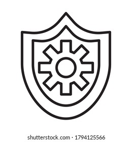 shield with gear settings machine line style icon vector illustration design