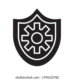 blindaje con ajustes de engranajes estilo de silueta de máquina icono ilustración vectorial