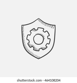 Escuche con icono de esbozo de engranajes para web, móviles e infografías. Icono aislado del vector dibujado a mano.