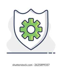 Shield with gear vector icon. Shield protection symbol. Security sign. Graph symbol for your web site design, logo, app, UI