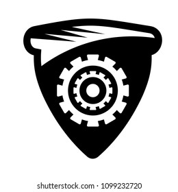 shield and gears icon. 