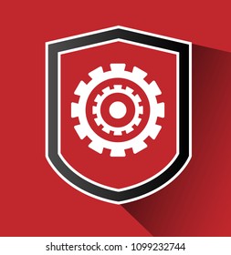 shield and gears icon. 