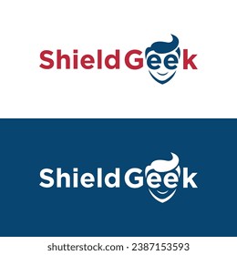 Shield Geek creative logo design wordmark concept