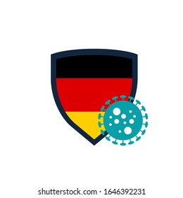 Icono de la bandera y el virus de Alemania,ilustración vectorial