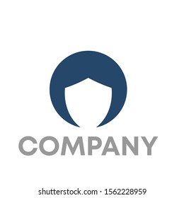shield girl logo vector design template sign