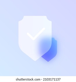 shield glass morphism trendy style icon. shield color vector icon with blur, transparent glass and purple gradient. for web and ui design, mobile apps promo business polygraphy