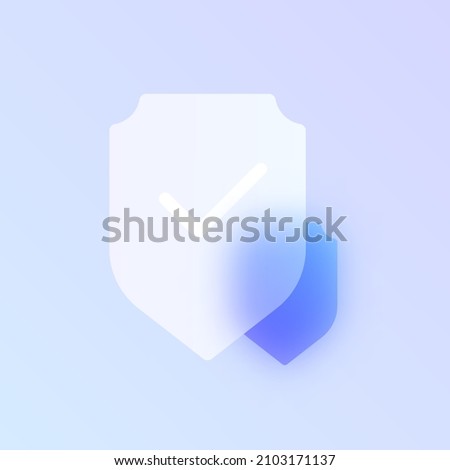 shield glass morphism trendy style icon. shield color vector icon with blur, transparent glass and purple gradient. for web and ui design, mobile apps promo business polygraphy