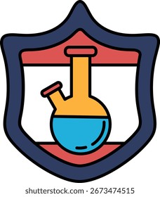 Un escudo con un jarrón de vidrio. El escudo es blanco y negro