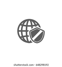 Shield and Global icon in trendy flat style isolated on white background. Symbol for your web site design, logo, app, UI. Vector illustration, EPS
