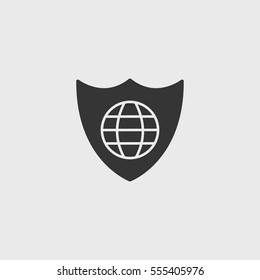 Shield Globe icon illustration isolated vector sign symbol