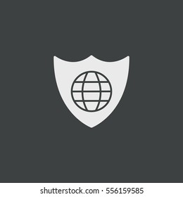 Shield Globe  icon isolated on black background