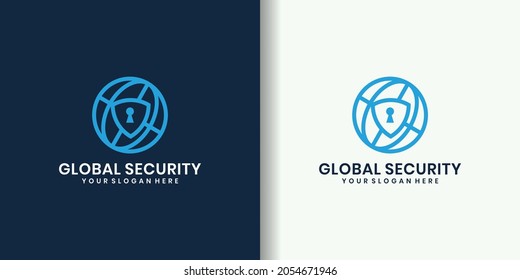 Shield with globe logo design and business