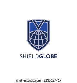 Vector del logotipo Escudo del mundo con letra V, adecuado para empresas financieras, de seguridad, tecnológicas y de otro tipo.
