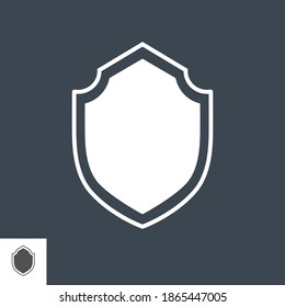 Shield Glyph Vector Icon. Isolated on the Black Background. Editable EPS file. Vector illustration.
