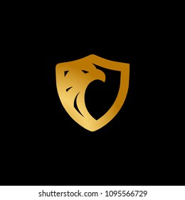 Shield gold eagle logo design template vector