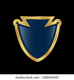 shield with golden frame. Vector luxury design element. glossy shield