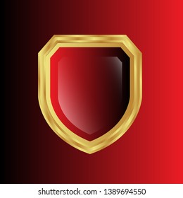 shield with golden frame. Vector luxury design element. glossy shield
