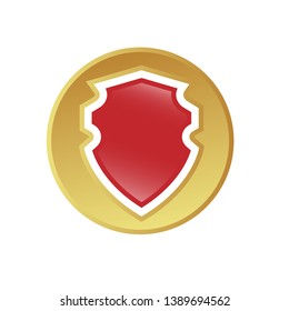 shield with golden frame. Vector luxury design element. glossy shield