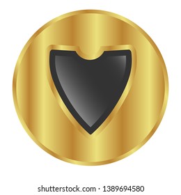 shield with golden frame. Vector luxury design element. glossy shield