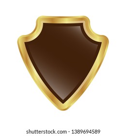 shield with golden frame. Vector luxury design element. glossy shield