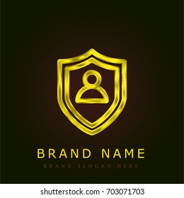 Shield golden metallic logo