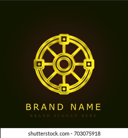 Shield golden metallic logo