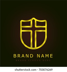 Shield golden metallic logo