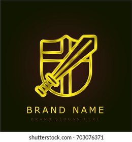 Shield golden metallic logo
