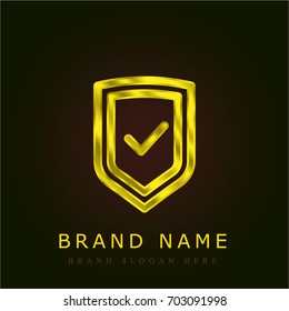 Shield golden metallic logo