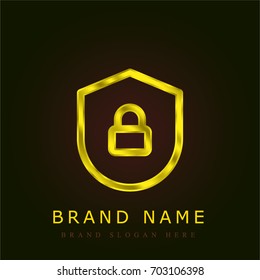 Shield golden metallic logo