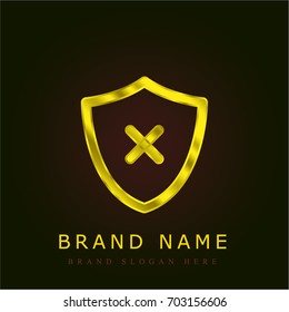 Shield golden metallic logo