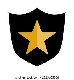 Shield golden star warrior or security icon vector illustration background. Perfect for sign,symbol,icon,logo etc.