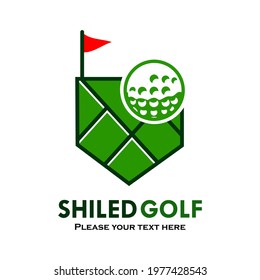 Shield golf logo template illustration