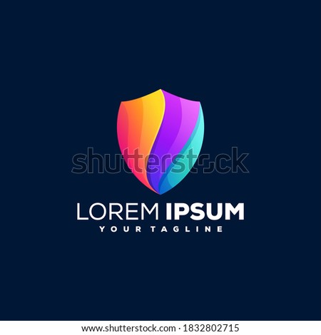 shield gradient color logo design