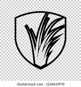shield grass outline icon isolated on transparent background